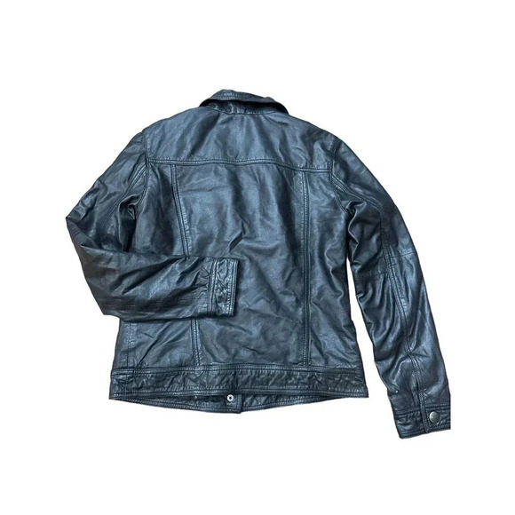 Treasure & Bond Black Long Sleeve Button Front Leather Biker Jacket Size XS - Picture 2 of 9